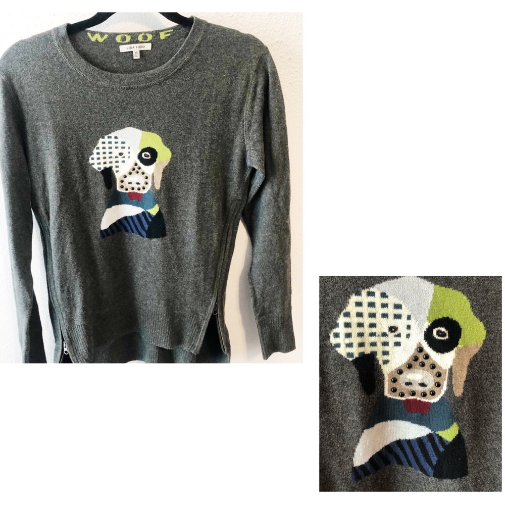 Lisa Todd cotton cashmere puppy dog sweater XS